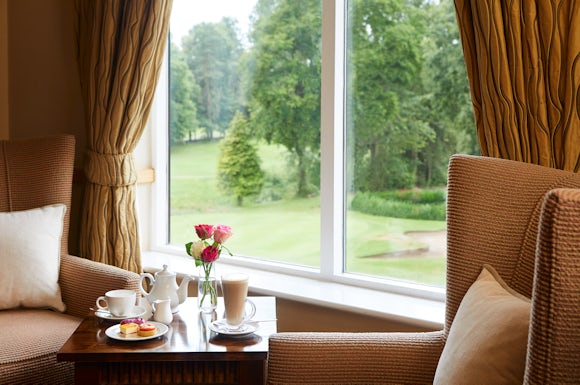 Hot drinks served in the lounge overlooking the golf course