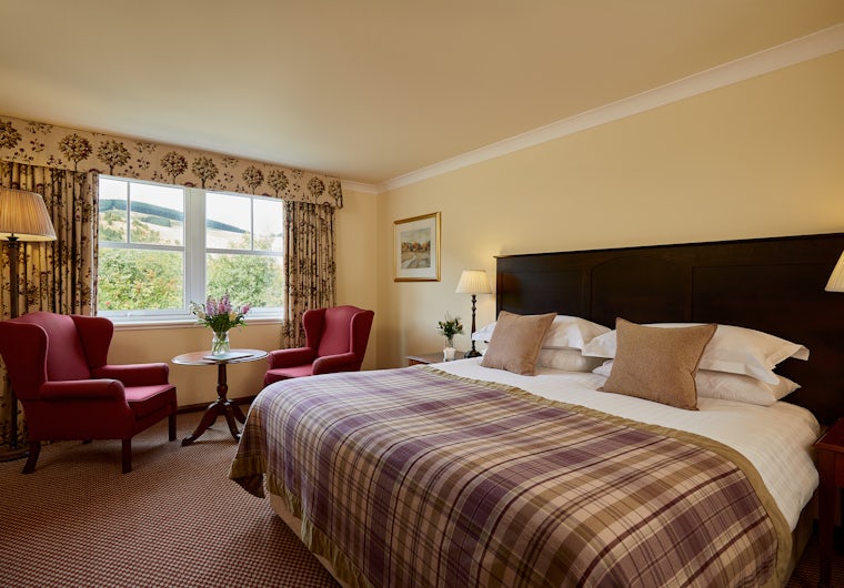 Bedroom at Cardrona with views of the Tweed Valley