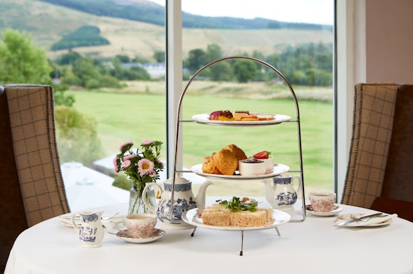 Afternoon tea overlooking the golf course at Cardrona