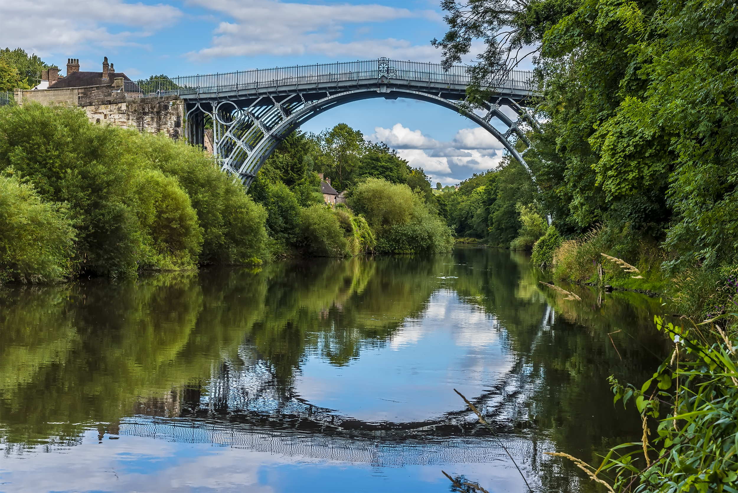 A view of the bridge over the River Severn at Ironbridge, Shropshire, UK