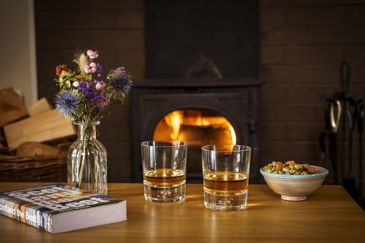 Whisky by the fire at Spey Valley
