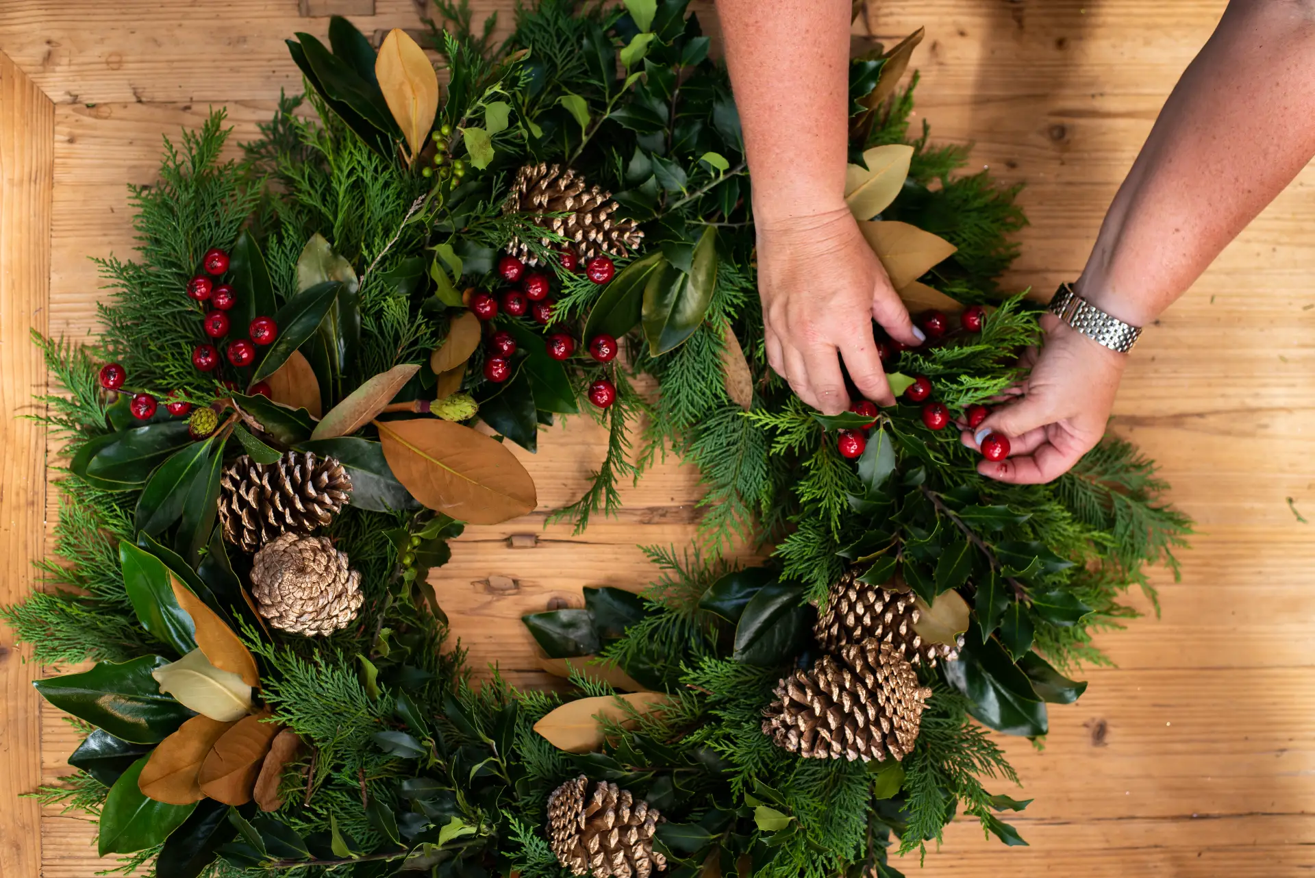 Festive wreath making
