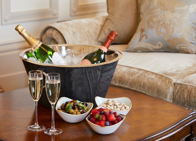 Champagne and fruit in suite