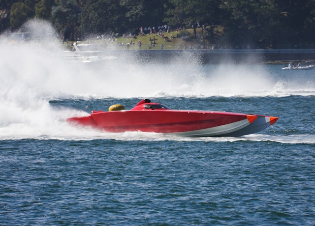 Red Racing Boat Lake Windermere Sustainable Power Boat Race
