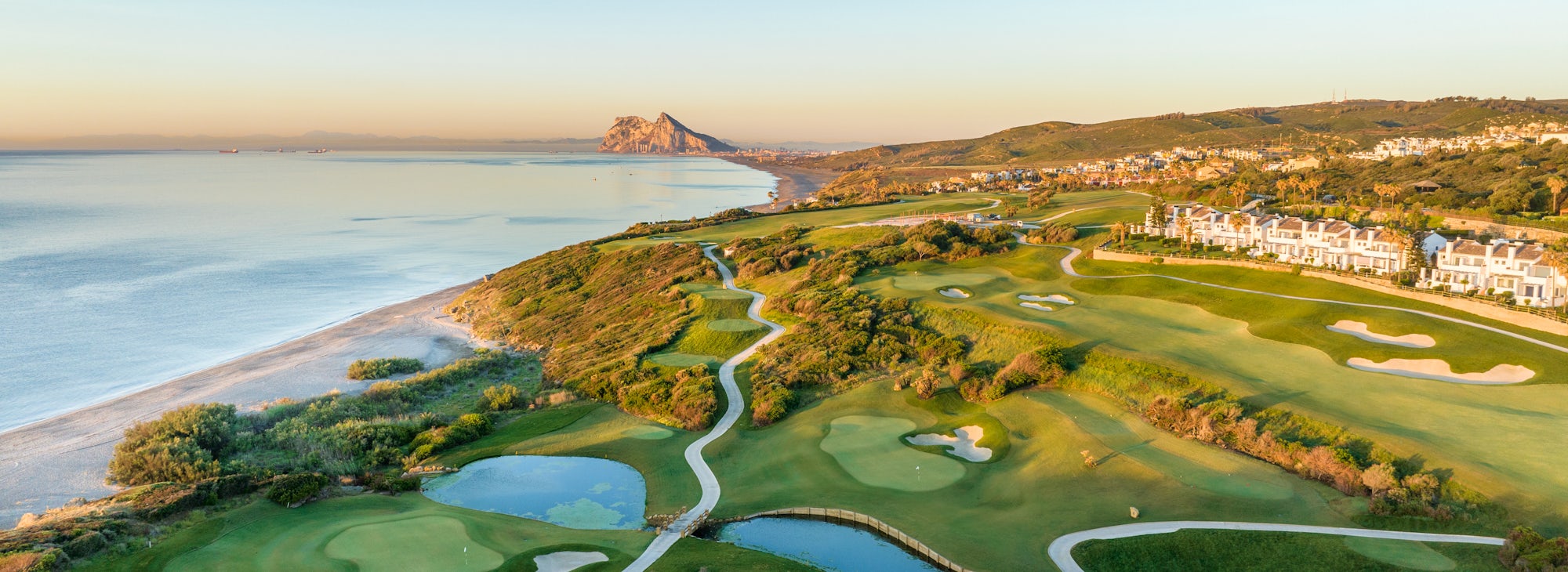 The Links Course at La Hacienda golf with Gibraltar in the distance The Links Course at La Hacienda golf with Gibraltar in the distance