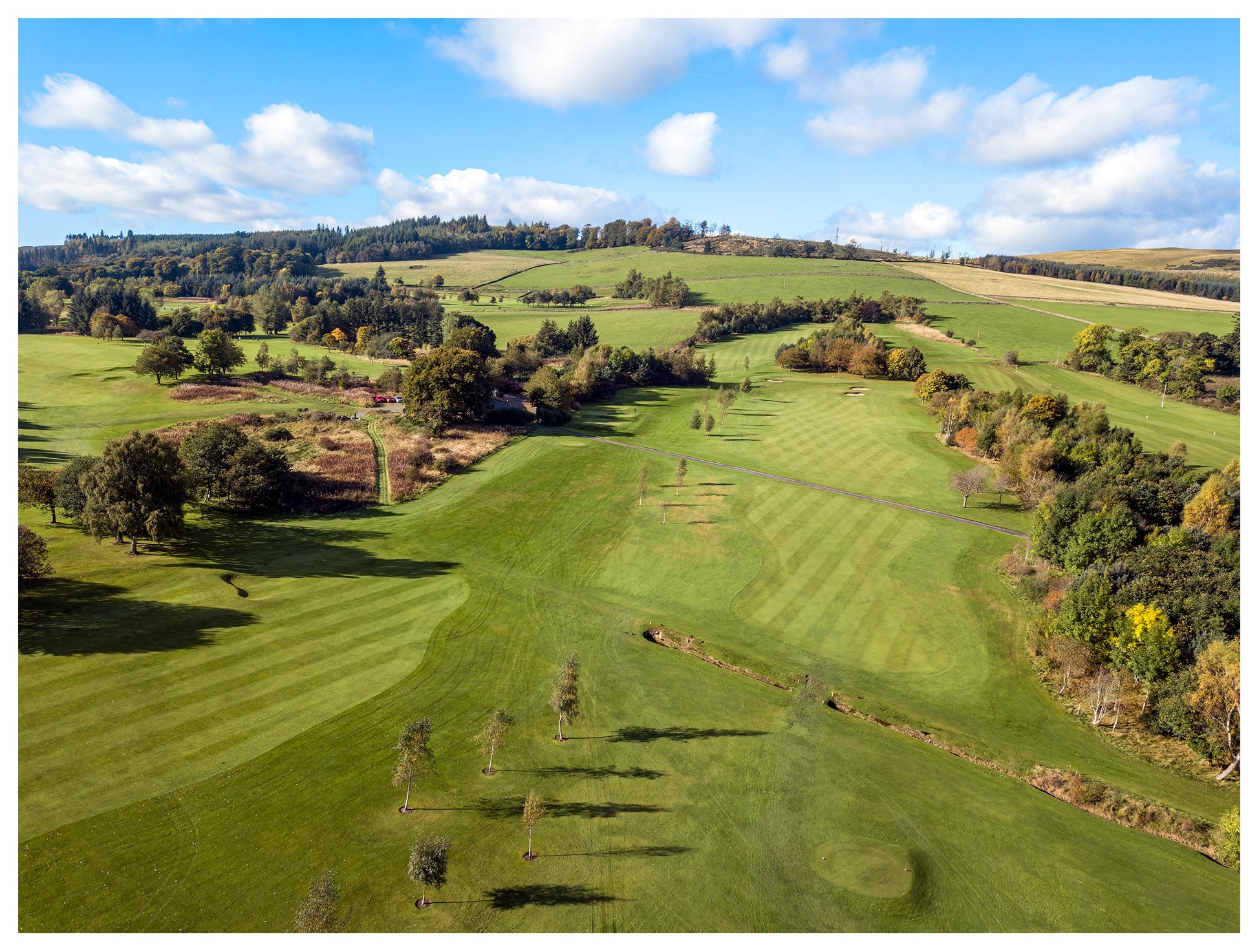 Peebles golf course drone view