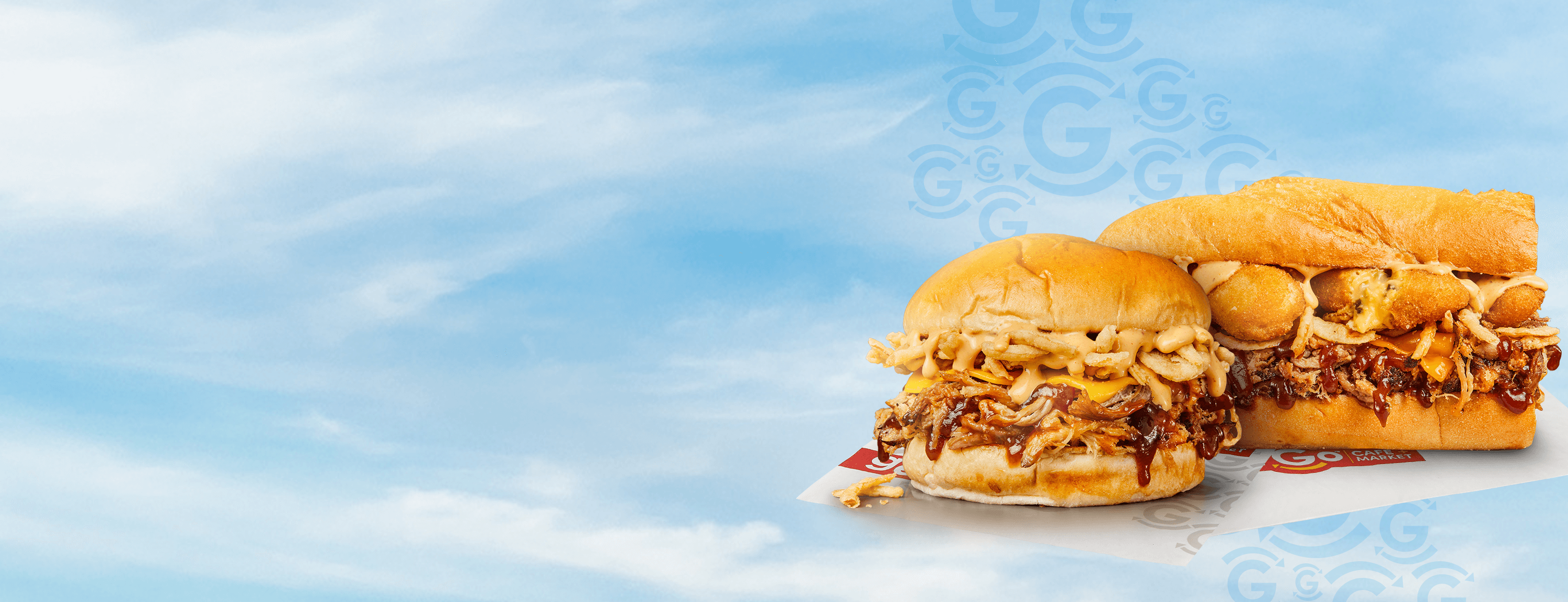 Smokestack: tender pulled pork, tangy barbecue sauce, crispy onions & chipotle ranch dressing