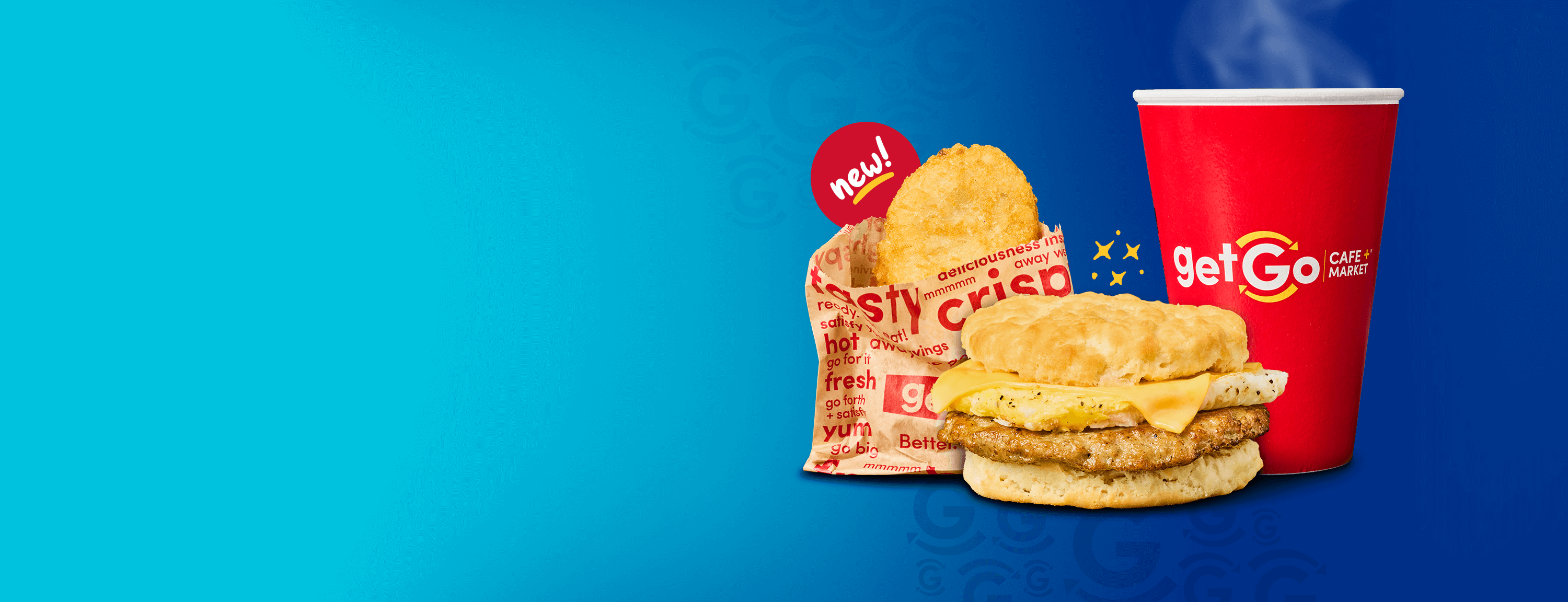 breakfast sandwich + hash brown + 16 oz. self-serve coffee