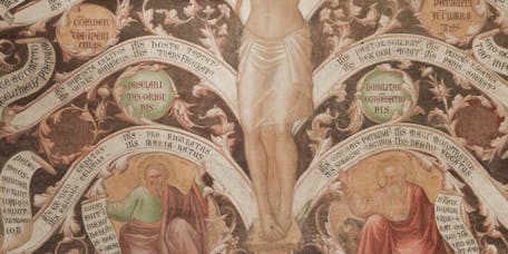 Taddeo Gaddi, “Albero della Vita e Ultima Cena”, particolare, 1345-1350 circa, affresco staccato. Firenze, Santa Croce, Cenacolo Taddeo Gaddi, “Albero della Vita e Ultima Cena”, particolare, 1345-1350 circa, affresco staccato. Firenze, Santa Croce, Cenacolo