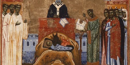 Coppo di Marcovaldo, “San Francesco istituisce il presepe a Greccio”, scena di “San Francesco e venti storie della sua vita” (“Tavola Bardi”), 1245-1250, tempera su tavola. Firenze, Santa Croce, transetto Coppo di Marcovaldo, “San Francesco istituisce il presepe a Greccio”, scena di “San Francesco e venti storie della sua vita” (“Tavola Bardi”), 1245-1250, tempera su tavola. Firenze, Santa Croce, transetto