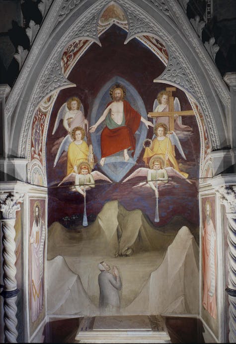 Maso di Banco, “Giudizio particolare; due profeti a mezza figura; due profeti a figura intera; archivolto con fascia ornamentale a motivi vegetali e polilobili”, 1332-1335 o 1336-1338, affresco. Firenze, Santa Croce, transetto sinistro, cappella Bardi di Mangona