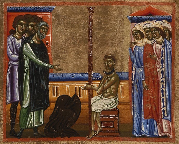 "St. Francis publicly repents for breaking his fast", scene from "St. Francis and Twenty Stories from his Life" (“Bardi Altarpiece”)