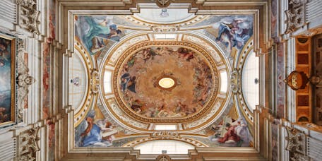 Il Volterrano, “Incoronazione della Vergine, 1653-1661, affresco. Firenze, Santa Croce, transetto sinistro, cappella Niccolini Il Volterrano, “Incoronazione della Vergine, 1653-1661, affresco. Firenze, Santa Croce, transetto sinistro, cappella Niccolini