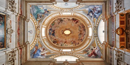 Il Volterrano, “Incoronazione della Vergine, 1653-1661, affresco. Firenze, Santa Croce, transetto sinistro, cappella Niccolini Il Volterrano, “Incoronazione della Vergine, 1653-1661, affresco. Firenze, Santa Croce, transetto sinistro, cappella Niccolini
