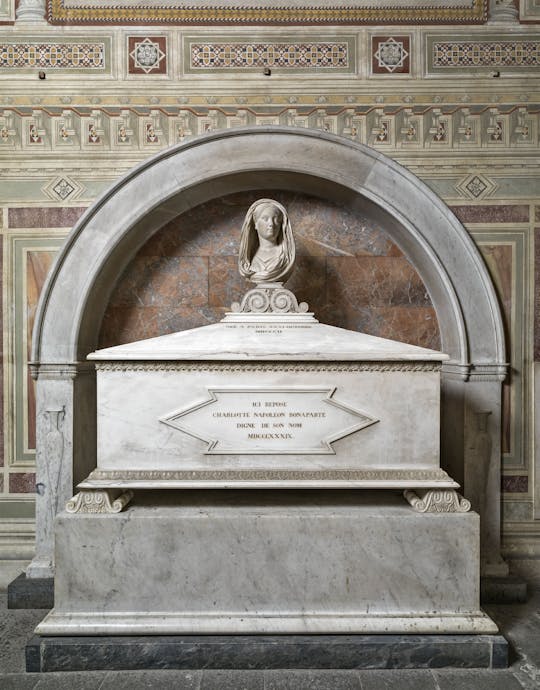 Lorenzo Bartolini, “Tomba monumentale di Charlotte Napoleon Bonaparte”, 1840, marmo. Firenze, Santa Croce, transetto destro, cappella Giugni Bonaparte Lorenzo Bartolini, “Tomba monumentale di Charlotte Napoleon Bonaparte”, 1840, marmo. Firenze, Santa Croce, transetto destro, cappella Giugni Bonaparte