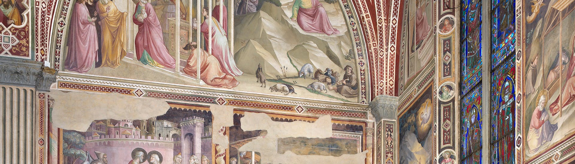 Taddeo Gaddi, “Storie della Vergine”, particolare, 1328-1330 circa. Basilica di Santa Croce, transetto destro, cappella Baroncelli Taddeo Gaddi, “Storie della Vergine”, particolare, 1328-1330 circa. Basilica di Santa Croce, transetto destro, cappella Baroncelli