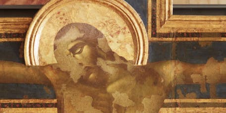 Cimabue, Crocifisso, particolare, prima del 1288. Basilica di Santa Croce, sagrestia Cimabue, Crocifisso, particolare, prima del 1288. Basilica di Santa Croce, sagrestia