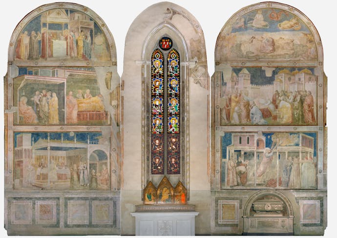 Giotto, “Storie di san Giovanni Battista e di san Giovanni Evangelista”, 1310-1311 circa, pittura murale. Firenze, Santa Croce, transetto destro, cappella Peruzzi