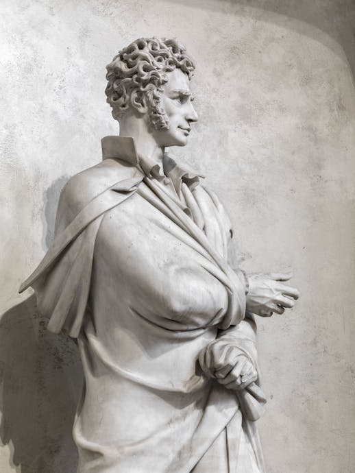 Antonio Berti, “Tomba monumentale di Ugo Foscolo”, particolare, 1935-1937, inaugurato 1939, marmo. Firenze, Santa Croce, navata destra