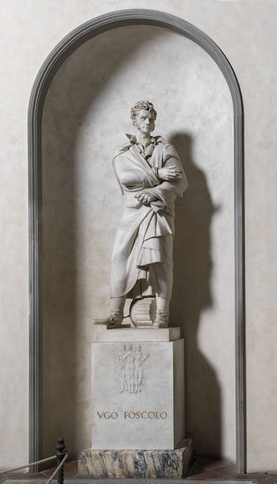 Antonio Berti, “Tomba monumentale di Ugo Foscolo”, 1935-1937, inaugurato 1939, marmo. Firenze, Santa Croce, navata destra