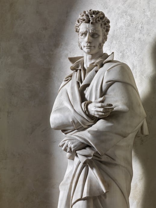 Antonio Berti, “Tomba monumentale di Ugo Foscolo”, particolare, 1935-1937, inaugurato 1939, marmo. Firenze, Santa Croce, navata destra