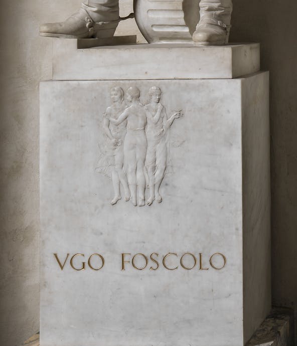 Antonio Berti, “Tomba monumentale di Ugo Foscolo”, particolare, 1935-1937, inaugurato 1939, marmo. Firenze, Santa Croce, navata destra