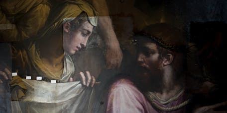 Intervento di restauro sulla “Andata al Calvario e incontro con la Veronica” di Giorgio Vasari. Firenze, Santa Croce, navata destra, altare Buonarroti Intervento di restauro sulla “Andata al Calvario e incontro con la Veronica” di Giorgio Vasari. Firenze, Santa Croce, navata destra, altare Buonarroti