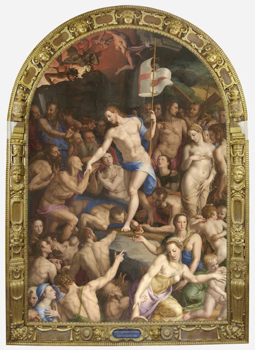 Bronzino, “Discesa di Cristo al Limbo”, 1552, olio su tavola. Firenze, Santa Croce, Noviziato, cappella Medici Bronzino, “Discesa di Cristo al Limbo”, 1552, olio su tavola. Firenze, Santa Croce, Noviziato, cappella Medici