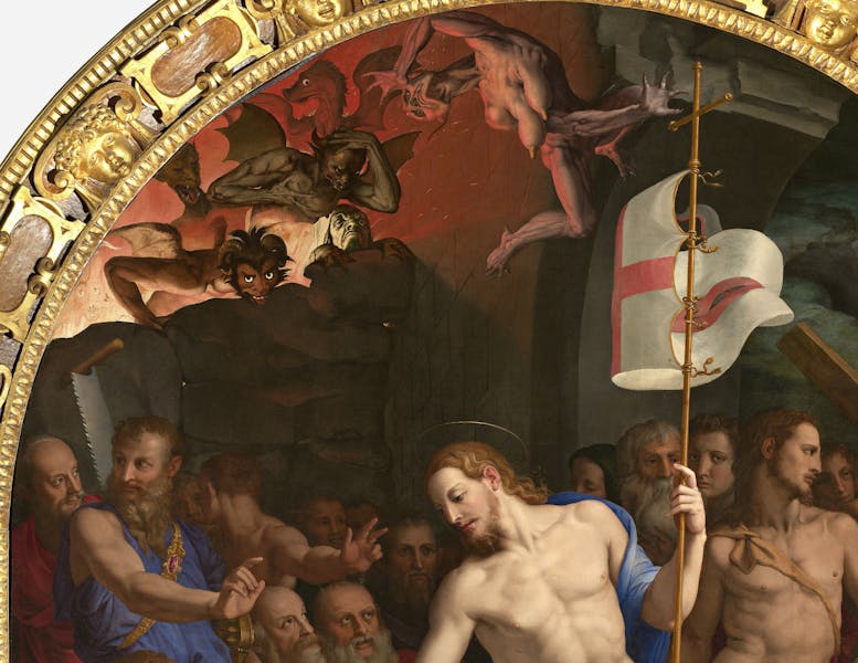 Bronzino, “Discesa di Cristo al Limbo”, particolare, 1552, olio su tavola. Firenze, Santa Croce, Noviziato, cappella Medici