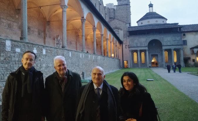 La visita del principe di GIordania Al Hassal Bin Talal con la principessa Sarvath El Hassan al complesso monumentale di Santa Croce a Firenze La visita del principe di GIordania Al Hassal Bin Talal con la principessa Sarvath El Hassan al complesso monumentale di Santa Croce a Firenze