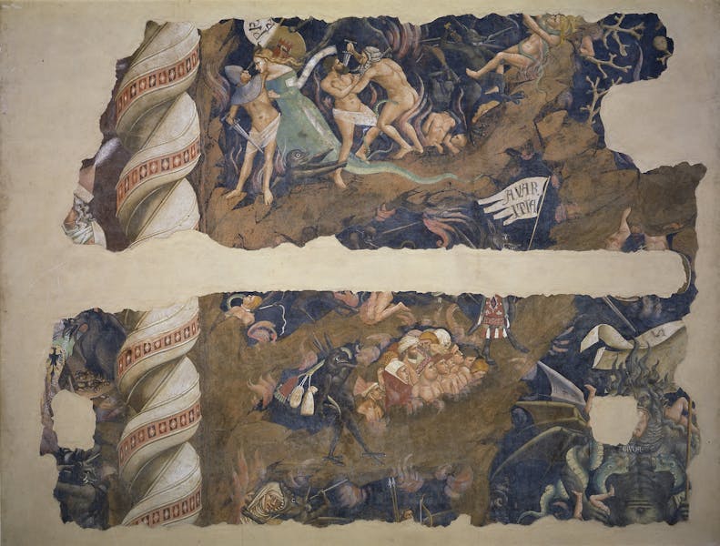 Andrea Orcagna, “Inferno”, particolare, 1345 circa, affresco staccato. Firenze, Santa Croce, Cenacolo