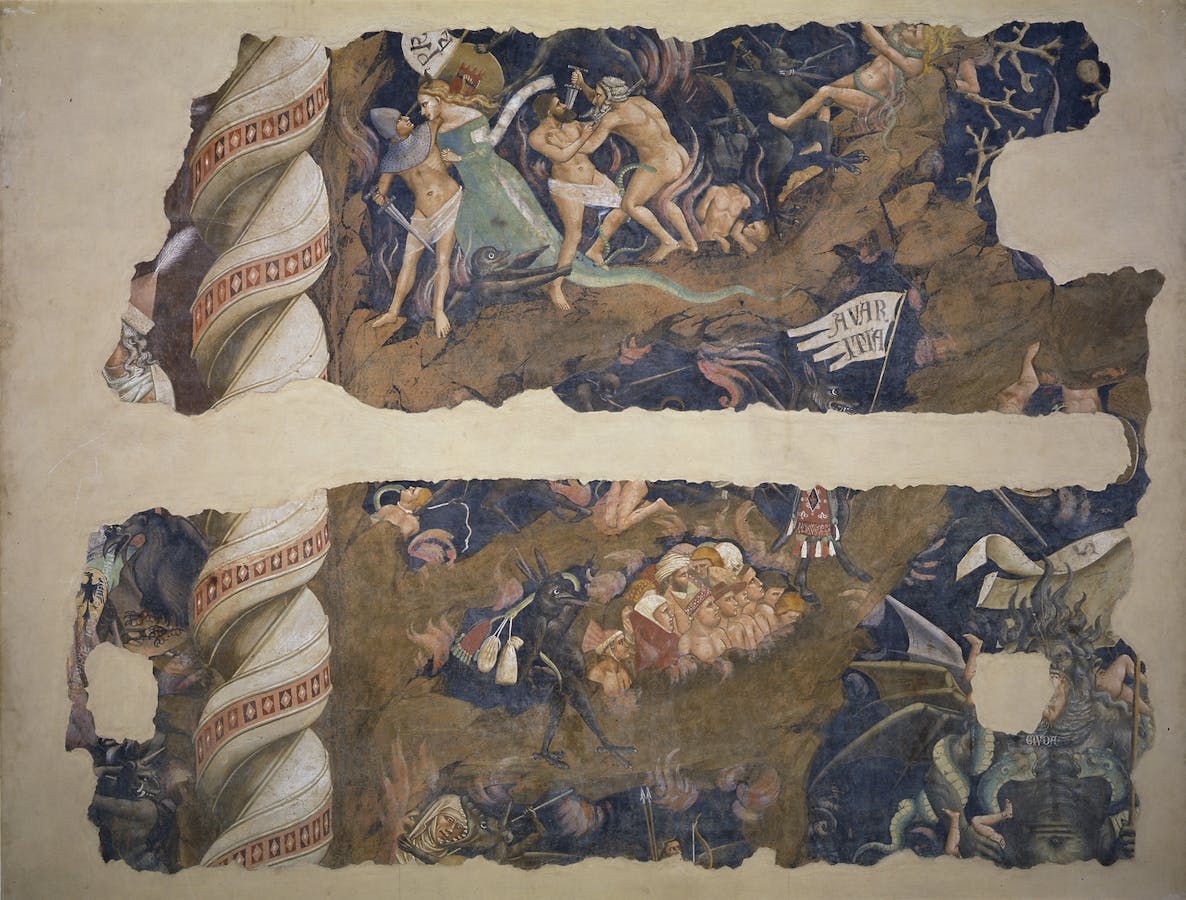 Andrea Orcagna, “Inferno”, particolare, 1345 circa, affresco staccato. Firenze, Santa Croce, Cenacolo Andrea Orcagna, “Inferno”, particolare, 1345 circa, affresco staccato. Firenze, Santa Croce, Cenacolo