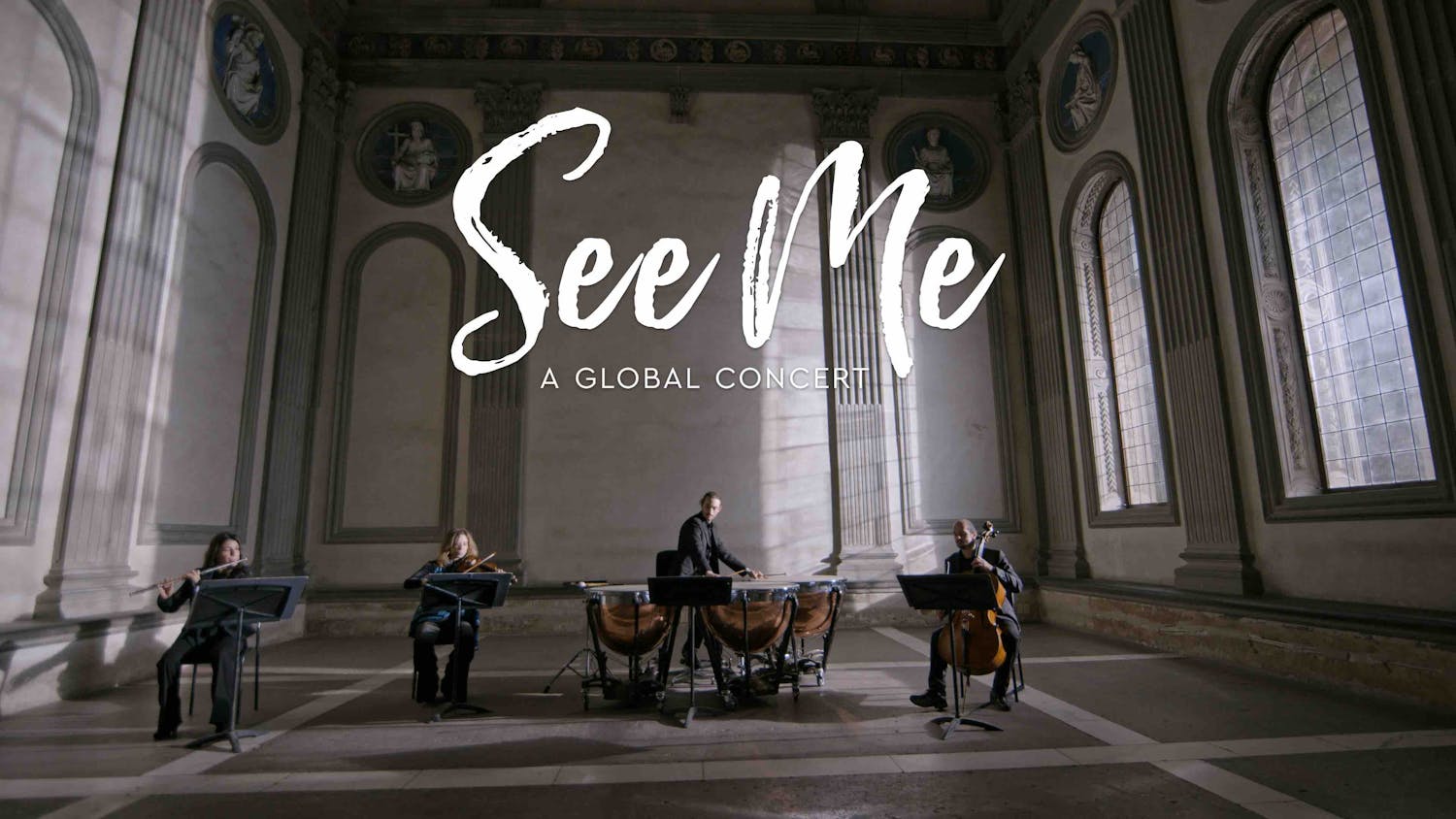 Il cortometraggio See Me: A Global Concert del World Economic Forum nella Cappella Pazzi. Firenze, Santa Croce