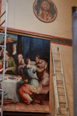 Ricollocazione dopo il restauro di Giorgio Vasari, “Ultima cena”, 1546-1547, olio su tavola. Firenze, Santa Croce, cenacolo, parete destra