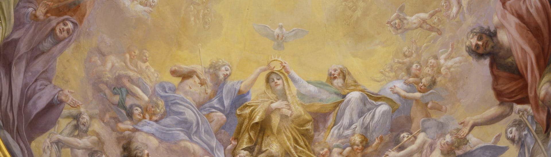 Il Volterrano, “Incoronazione della Vergine”, particolare, 1653-1661, affresco. Firenze, Santa Croce, transetto sinistro, cappella Niccolini Il Volterrano, “Incoronazione della Vergine”, particolare, 1653-1661, affresco. Firenze, Santa Croce, transetto sinistro, cappella Niccolini
