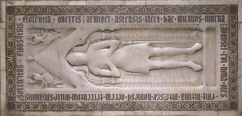 Tomb slab of Biordo degli Ubertini, 1365–70. Basilica of Santa Croce, south transept Tomb slab of Biordo degli Ubertini, 1365–70. Basilica of Santa Croce, south transept