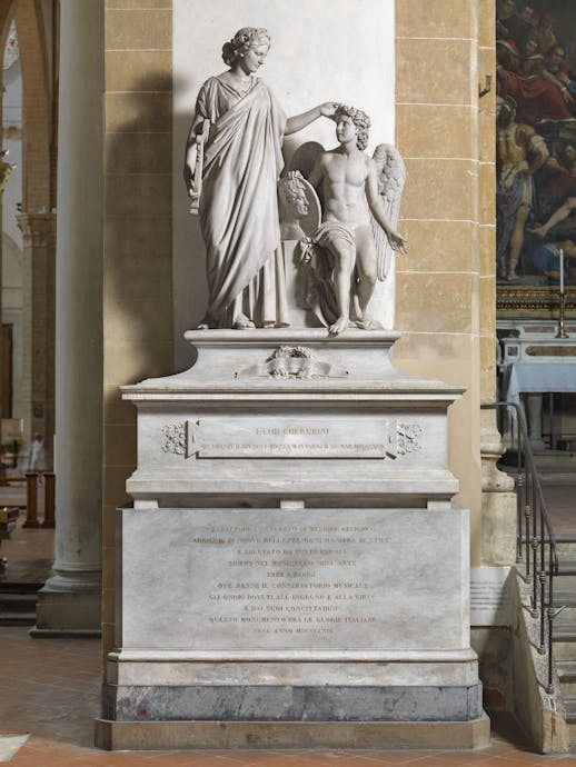 Odoardo Fantacchiotti, "Monumento a Luigi Cherubini", 1869, marmo. Firenze, Santa Croce, transetto sinistro