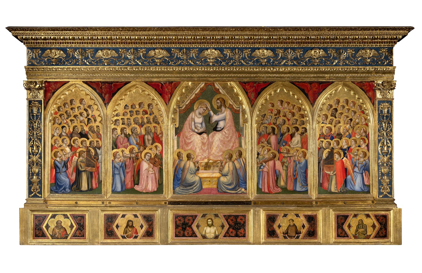 Giotto, "Incoronazione della Vergine tra angeli e santi (Polittico Baroncelli)", dopo il 1328, tempera su tavola. Firenze, Santa Croce, transetto destro, cappella Baroncelli