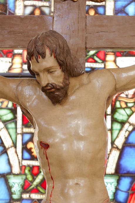 Donatello, Crucifix, detail, c. 1408-9. Basilica of Santa Croce, north transept, Bardi di Vernio Chapel