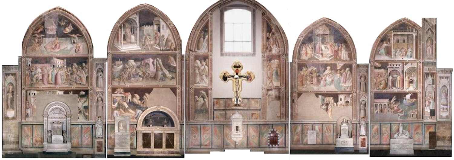 Prospetto della cappella Castellani. Firenze, Santa Croce, transetto destro