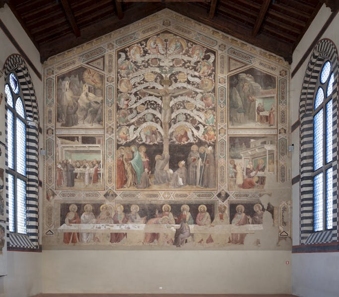 Taddeo Gaddi, “Albero della Vita e Ultima Cena”, 1345-1350 circa, affresco staccato. Firenze, Santa Croce, Cenacolo Taddeo Gaddi, “Albero della Vita e Ultima Cena”, 1345-1350 circa, affresco staccato. Firenze, Santa Croce, Cenacolo
