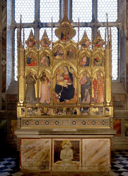 Giovanni del Biondo, “Polittico Rinuccini”, 1379, tempera su tavola. Firenze, Santa Croce, sagrestia, cappella Rinuccini