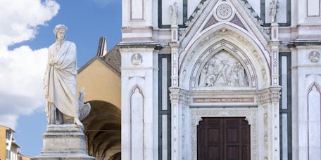 Enrico Pazzi, "Monumento a Dante", 1865, marmo. Firenze, Piazza Santa Croce Enrico Pazzi, "Monumento a Dante", 1865, marmo. Firenze, Piazza Santa Croce
