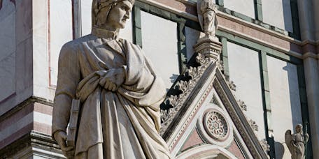 Enrico Pazzi, "Monumento a Dante", 1865, marmo. Firenze, Piazza Santa Croce Enrico Pazzi, "Monumento a Dante", 1865, marmo. Firenze, Piazza Santa Croce