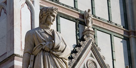 Enrico Pazzi, "Monumento a Dante", 1865, marmo. Firenze, Piazza Santa Croce Enrico Pazzi, "Monumento a Dante", 1865, marmo. Firenze, Piazza Santa Croce