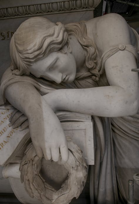 Stefano Ricci, Poetry, detail of the cenotaph of Dante Alighieri, 1818–29. Basilica of Santa Croce, south aisle