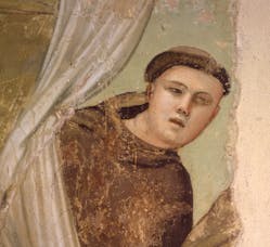 Giotto, “San Francesco appare a frate Agostino e al vescovo Guido di Assisi ", particolare delle "Storie di san Francesco", 1317-1325, affresco. Firenze, Santa Croce, transetto destro, cappella Bardi