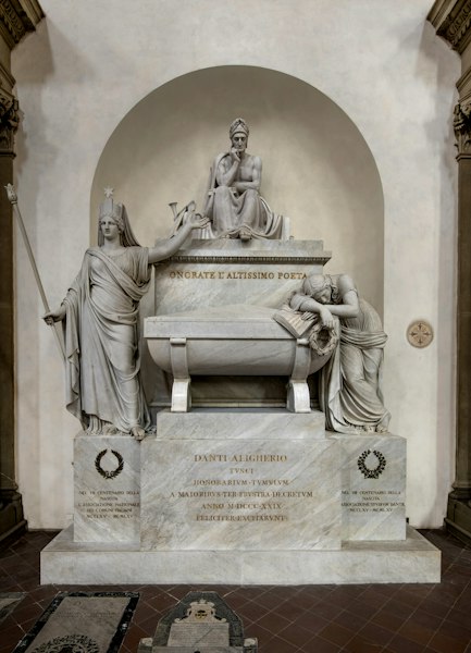 Stefano Ricci, “Cenotafio di Dante Alighieri”, 1818-1829, marmo. Firenze, Santa Croce, navata destra