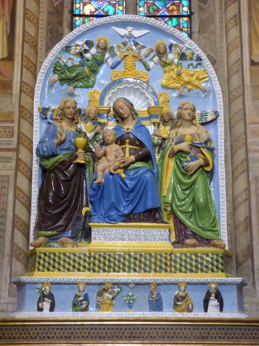 Giovanni della Robbia, "Madonna col Bambino e santi", Firenze, Basilica di Santa Croce, Cappella Pulci Berardi