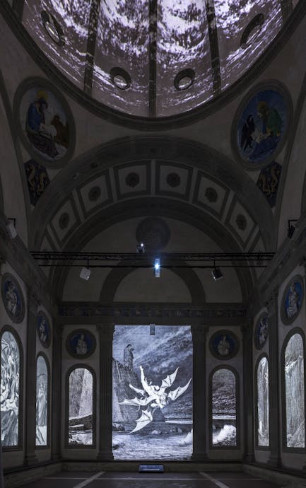 Le video installazioni nella cappella Pazzi per la mostra "Dante, il Poeta Eterno"